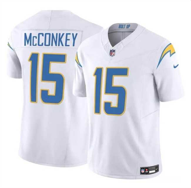 Youth Los Angeles Chargers #15 Ladd McConkey White 2024 Draft F.U.S.E Vapor Limited Stitched Jersey Dzhi